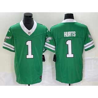 Men's Philadelphia Eagles #1 Jalen Hurts Green 2023 F.U.S.E. Vapor Untouchable Stitched Football Jersey