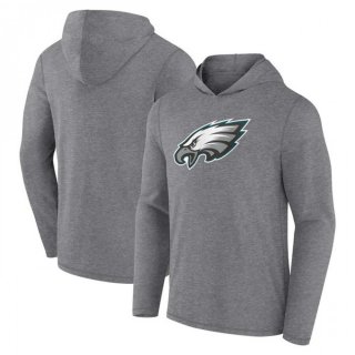 Men's Philadelphia Eagles Heather Gray Primary Logo Long Sleeve Hoodie T-Shirt