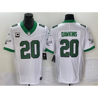 Men's Philadelphia Eagles #20 Brian Dawkins White 2023 F.U.S.E. With 3-star C Patch Vapor Untouchable Stitched Football Jersey