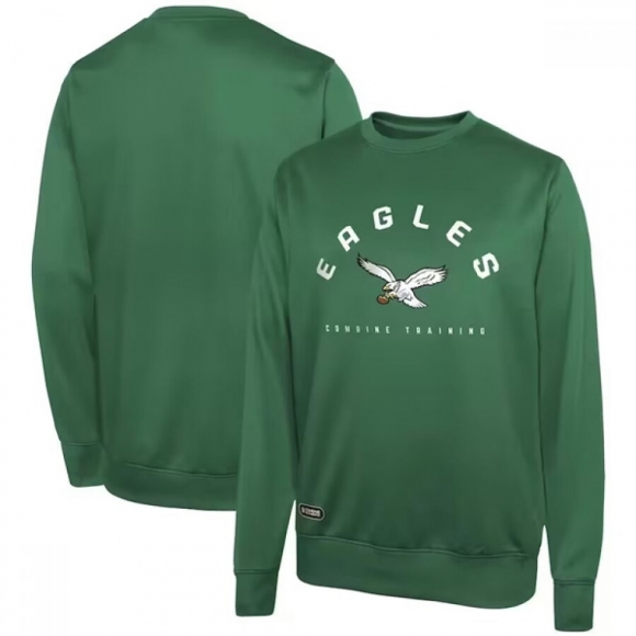 Men's Philadelphia Eagles Green Long Sleeve Pullover Sweatshirt