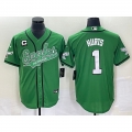 Men's Philadelphia Eagles #1 Jalen Hurts Green With 3-star C Patch Cool Base Stitched Baseball Jersey