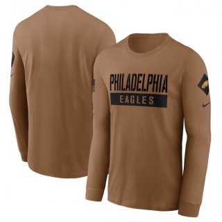 Men's Philadelphia Eagles 2023 Brown Salute To Service Long Sleeve T-Shirt