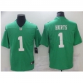 Men's Philadelphia Eagles #1 Jalen Hurts Green Color Rush Stitched Football Jersey