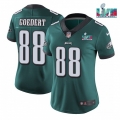 Women's Philadelphia Eagles #88 Dallas Goedert Green Super Bowl LVII PatchVapor Untouchable Limited Stitched Football Jersey(Run Small)