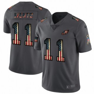 Men's Philadelphia Eagles #11 Carson Wentz Grey 2019 Salute To Service USA Flag Fashion Limited Stitched NFL Jersey