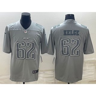 Men's Philadelphia Eagles #62 Jason Kelce Gray Atmosphere Fashion Stitched Jersey