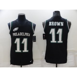 Men's Philadelphia Eagles #11 A. J. Brown Black Limited Tank Top Stitched Jersey