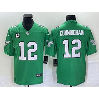 Men's Philadelphia Eagles #12 Randall Cunningham Green With 3-star C Patch Stitched Football Jersey