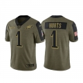 Men's Philadelphia Eagles #1 Jalen Hurts 2021 Olive Salute To Service Limited Stitched Jersey