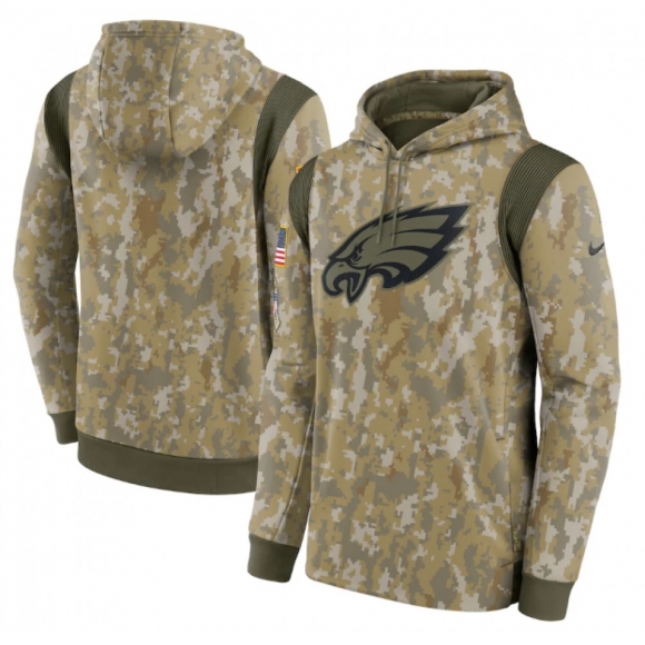 Men's Philadelphia Eagles Camo 2021 Salute To Service Therma Performance Pullover Hoodie