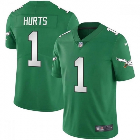 Men's Philadelphia Eagles #1 Jalen Hurts Green Vapor Limited Stitched Football Jersey