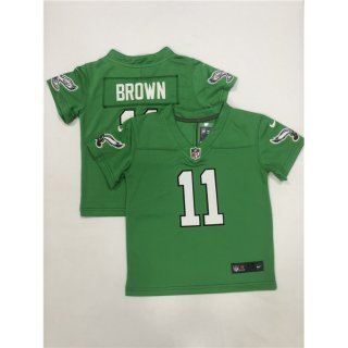 Toddlers Philadelphia Eagles #11 A. J. Brown Green Vapor Throwback Stitched Football Jersey