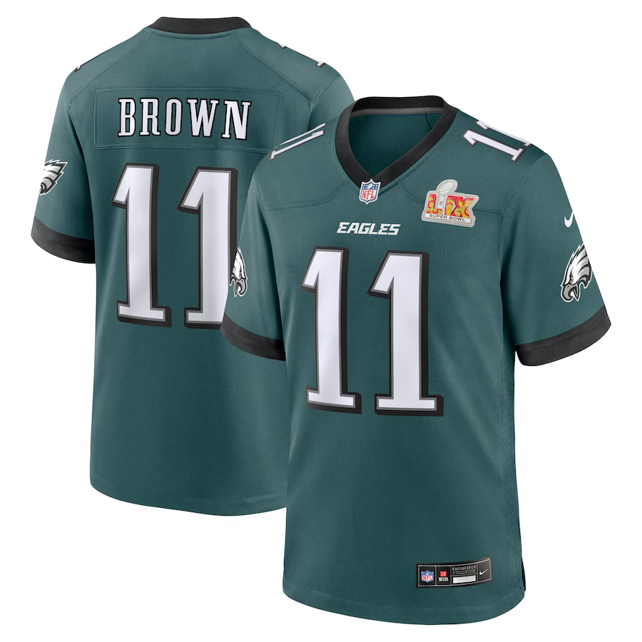 A.J. Brown Philadelphia Eagles Nike Super Bowl LIX Game Player Jersey - Midnight Green