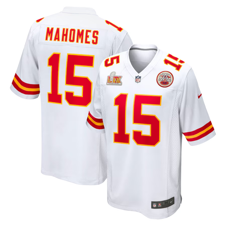 Men's Kansas City Chiefs Nike #15 Patrick Mahomes Super Bowl LIX Game Jersey - White