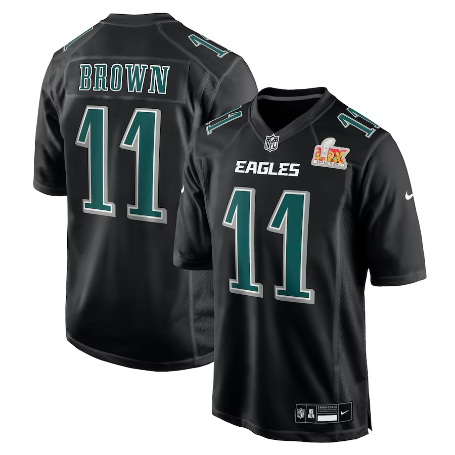 A.J. Brown Philadelphia Eagles Nike Super Bowl LIX Fashion Game Player Jersey - Carbon Black