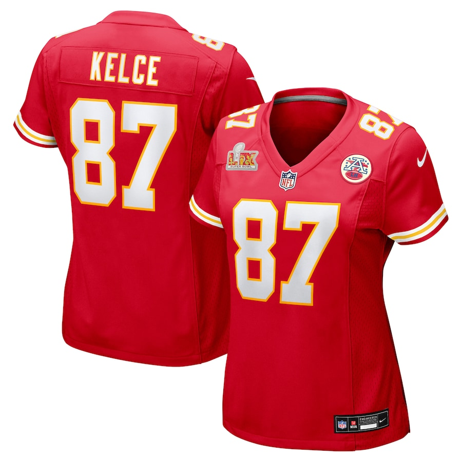 Kansas City Chiefs Nike #87 Travis Kelce Women's Super Bowl LIX Game Jersey - Red